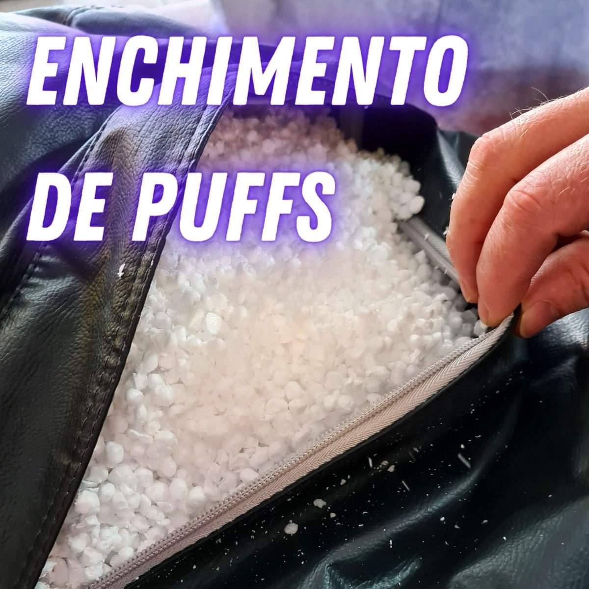 Refil de Isopor Flocado 100 Litros para Enchimento de Puffs Almofadas Bichos de Pelúcia Artesanato M - 2