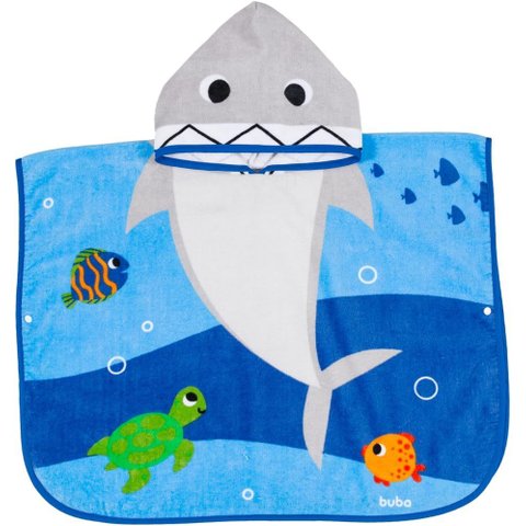 Toalha de Banho Poncho Aventuras - Tubarão Buba