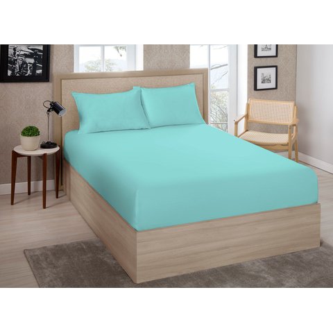 Lencol Casal (138) Avulso Liso Sortido C/ Elastico 70% Algodao 30% Poliester - Estamparia:verde