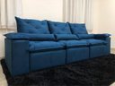 Ver imagem 4 de Sofá Retrátil e Reclinável 2,70m em Tecido Veludão C/pillow Nos Braços Athenas:azul