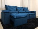 Ver imagem 3 de Sofá Retrátil e Reclinável 2,70m em Tecido Veludão C/pillow Nos Braços Athenas:azul