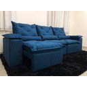 Ver imagem 3 de Sofá Retrátil e Reclinável 2,70m em Tecido Veludão C/pillow Nos Braços Athenas:azul