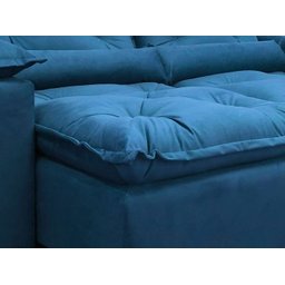 Sofá Retrátil e Reclinável 2,70m em Tecido Veludão C/pillow Nos Braços Athenas:azul - 6