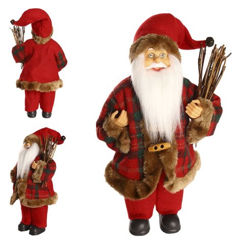 Papai Noel Tradicional Natal em Pé 30cm Vermelho Florarte Flor Arte