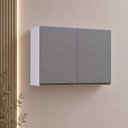 Ver imagem 1 de Armário Aéreo Modulado Essenza Luciane 2 Portas de Bater MDF-MDP Branco-Cinza Puro
