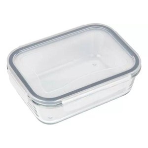 Kit 2 Potes Vidro Hermética Marmita Tampa Silicone Preto 1040ml Grande
