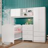 Kit Quarto De Bebê Com Berço Guarda Roupa Conjugado E Cômoda Branco Ternura Peternella - 1
