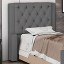 Ver imagem 2 de Cabeceira Atena para Cama Box Solteiro 90cm Capitonê com Frame Linho Cinza Escuro - Desk Design