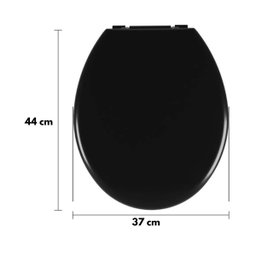Assento Sanitário Oval Almofadado Preto + Lixeira Preta 8l Tampa Click + Escova Sanitária Base Preta - 2