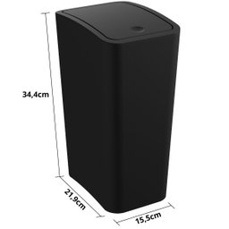 Assento Sanitário Oval Almofadado Preto + Lixeira Preta 8l Tampa Click + Escova Sanitária Base Preta - 3