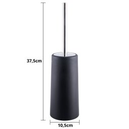 Assento Sanitário Oval Almofadado Preto + Lixeira Preta 8l Tampa Click + Escova Sanitária Base Preta - 4