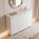 Ver imagem 2 de Cômoda Sapateira Riviera A04 7 Gavetas MDP Puxador em MDF Branco Lyam Decor