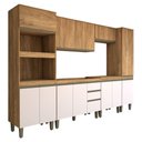 Ver imagem 3 de Cozinha Completa Modulada 12 Portas 3 Gavetas Freijó/off White - Panorama Móveis