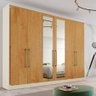 Guarda Roupa Argos 6 Portas Espelhado 100% Mdf Off White/peroba - Made Marcs - 2