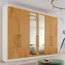 Guarda Roupa Argos 6 Portas Espelhado 100% Mdf Off White/peroba - Made Marcs - 1