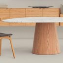 Ver imagem 2 de Mesa de Jantar Cone Orgânica Redonda 160x164 Cm Base Freijó Tampo Mármore