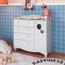 Ver imagem 1 de Cômoda Infantil 4 Gavetas 1 Porta Encanto Branco Completa Móveis