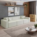 Ver imagem 2 de Sofá 3 Lugares 2,75m Bouclê com Chaise Compactair - Balaqui Cor:bege
