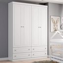 Ver imagem 2 de Guarda Roupa Infantil 4 Portas 4 Gavetas Americano Branco - Henn
