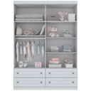 Ver imagem 4 de Guarda Roupa Infantil 4 Portas 4 Gavetas Americano Branco - Henn