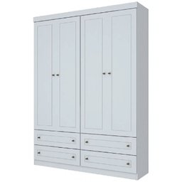 Guarda Roupa Infantil 4 Portas 4 Gavetas Americano Branco - Henn - 1