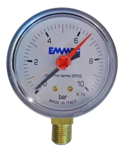 Manômetro Para Medir Pressão Hidraúlica10 Bar-1/4 63mm - 1