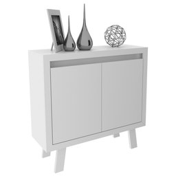 Balcão para Escritório 90cm com 2 Portas e 1 Prateleira Branco - 2