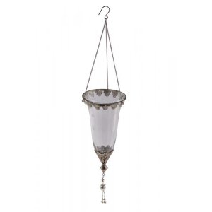 Suporte de Vela Pendente Vidro Metal A30XD15CM