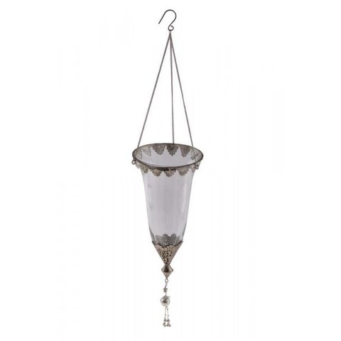 Suporte de Vela Pendente Vidro Metal A30XD15CM