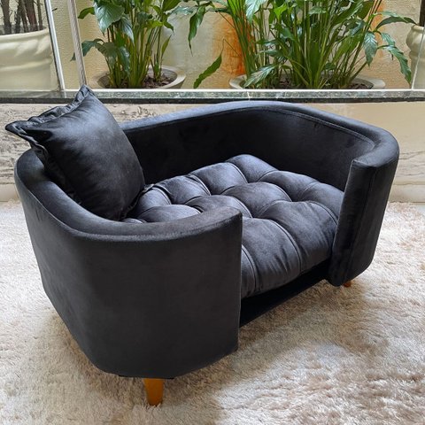 Sofá Caminha Grande Porte Pet Luxo em Sued Premium:preto