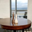 Ver imagem 6 de Dupla Peças de Xadrez Rei e Rainha de Cerâmica Marmorizada Marrom e Bege Petra