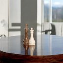 Ver imagem 2 de Dupla Peças de Xadrez Rei e Rainha de Cerâmica Marmorizada Marrom e Bege Petra