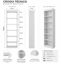 Ver imagem 6 de Estante Livreiro Multiuso 6 Nichos em MDF para Livros Sala Quarto Escritório 180cm - Branco