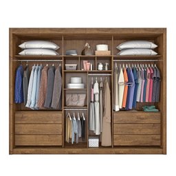 Guarda Roupa Casal 3 Portas Espelhadas 6 Gavetas Espelhada Braga Móveis Europa - 2