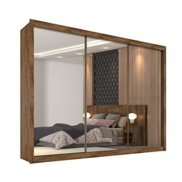 Guarda Roupa Casal 3 Portas Espelhadas 6 Gavetas Espelhada Braga Móveis Europa - 3