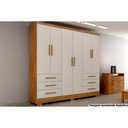 Ver imagem 1 de Guarda Roupa Solteiro 6 Portas e 6 Gavetas C/pés Encant Freijo Cumaru C/ Fendi - Novo Horizonte