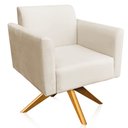 Ver imagem 1 de Poltrona Decorativa Isabella Base Giratória Madeira Suede Bege - Gran Belo