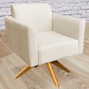 Ver imagem 2 de Poltrona Decorativa Isabella Base Giratória Madeira Suede Bege - Gran Belo