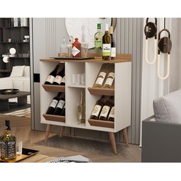 Aparador Adega Petrux Pés Palito Cores - Comprar Moveis em Casa: Off White / Freijó - 1