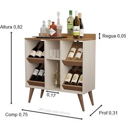 Aparador Adega Petrux Pés Palito Cores - Comprar Moveis em Casa: Off White / Freijó - 2