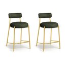 Ver imagem 5 de Banqueta Cozinha Média com Encosto Industrial Dourado Kit 2 Londres PU Verde D03 - D'Rossi