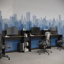 Ver imagem 3 de Conjunto de Escritório Smart 2 Livreiro e 3 Mesas 90cm - Preto e Cedro