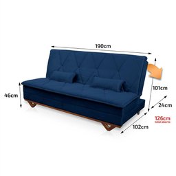 Sofá Cama Estoril 1,90m Suede Velut - King House - 3