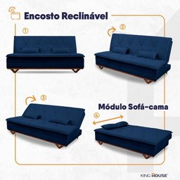 Sofá Cama Estoril 1,90m Suede Velut - King House - 8