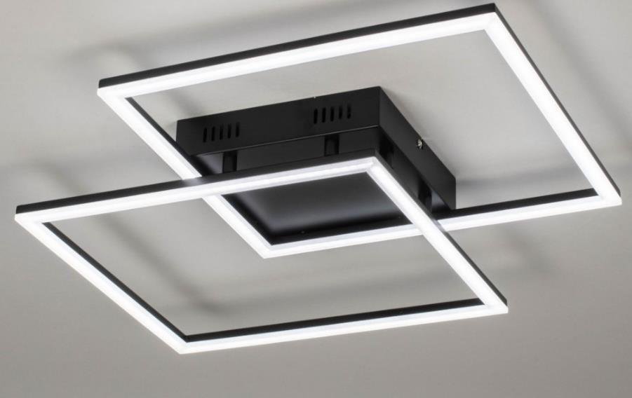 Plafon Sobrepor Moderno Slim Perfil Alumínio e Acrílico Para Fita LED - Quadrados - Preto - 2