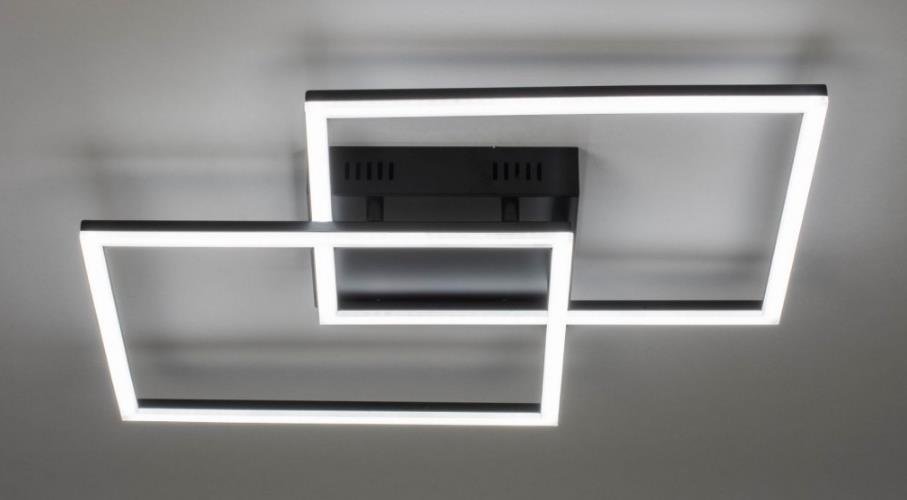 Plafon Sobrepor Moderno Slim Perfil Alumínio e Acrílico Para Fita LED - Quadrados - Preto - 4
