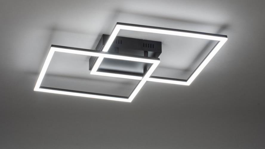 Plafon Sobrepor Moderno Slim Perfil Alumínio e Acrílico Para Fita LED - Quadrados - Preto - 1