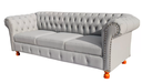 Ver imagem 2 de Sofá Chesterfield Luiz Xv Courino Branco 2m Sala Recepção Barbearia