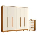 Ver imagem 1 de Kit Guarda Roupa Casal Mercure 6 Portas com Cômoda Sole 10 Gavetas MDP Cinamomo Off White