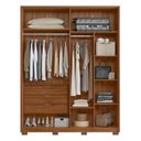 Ver imagem 3 de Guarda Roupa Casal Attore 4 Portas Nogueira com 2 Espelhos e Pés - Demartêz Nogueira